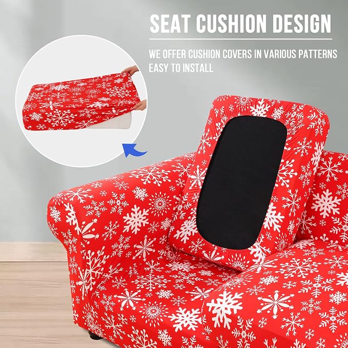hyha Stretch Couch Covers, Chair/Sofa Covers, Armchair Slipcover for Dogs | Floral Pattern, Printed, 2 Pieces, Separate Couch Cushion Slipcover, Soft Chair Cover with Elastic Bottom for Pets (Armchair) - Image 2