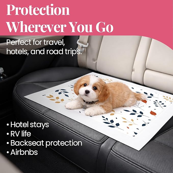 Pupiboo Disposable Dog and Cat Training Pads – Leaves Pattern, Highly Absorbent Pee Pads, Leak Proof Backing, Pheromonal Attractant for Housebreaking & Potty Training – 23x23 in (100 Count) - Image 2