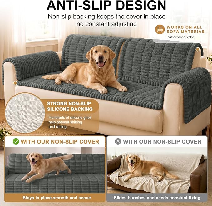 Smiry Couch Cover for Dogs, Non Slip Washable Sofa Protector for Pets | Soft Furniture Cover for Leather & Fabric Couches, Cozy Protect Against Fur, Dirt & Messes, Pet Friendly, 35.4"x70.9" - Image 10
