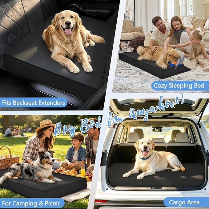 Backseat Dog Bed, Dog Bed for Car Back Seat, Fits Back Seat Extenders | 4" Orthopedic Egg Crate Foam, 600D Waterproof Oxford Fabric, Fits Cars, SUVs & Small Trucks, Washable Cover - Image 8