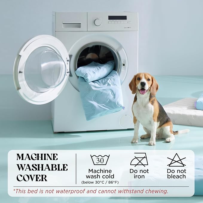 LE SURE ApexCloud™ Cooling Dog Bed for Large Dogs with Washable Cover,35IN | Q-Max>0.5 Cool-Touch Fabric, Orthopedic Egg Crate Foam,Breathable Non-Slip Summer Mat,For Active Senior Long-Haired Pets,Blue - Image 8