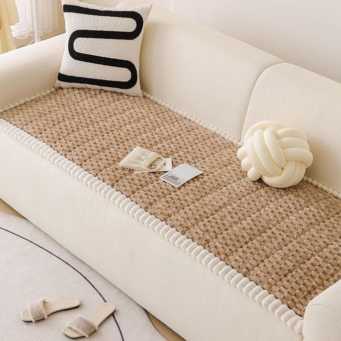 Couch Cover for Dog, Anti Slip Sofa Cover for Sectional, Khaki, 27.6 x 59.1 | Soft Thick Couch Covers for 2 Cushion Couch Sofa Pet Friendly, Scratch Resistant Sofa Cover Washable Dog Furniture Protector - Image 4