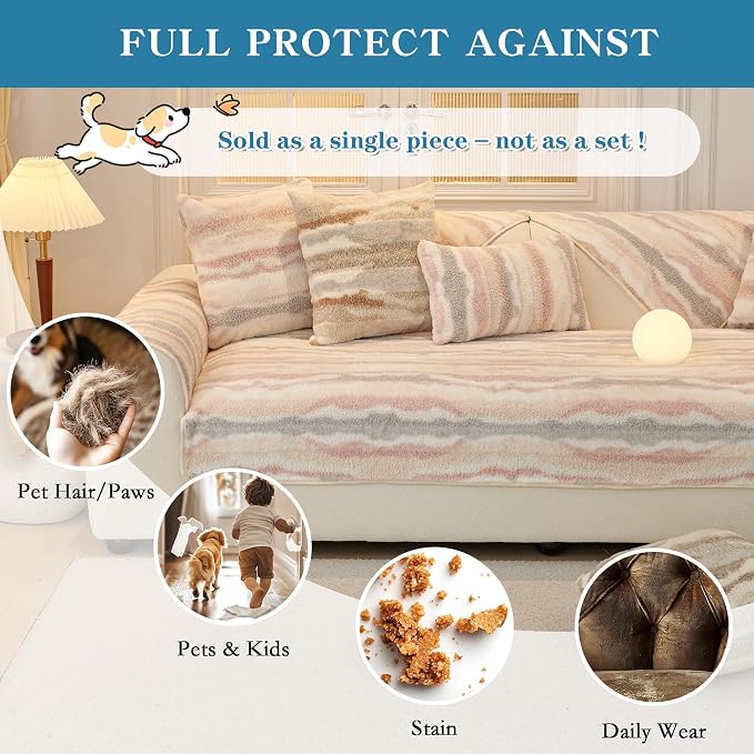 MYSKY HOME Couch Cover for Dogs Washable Sectional Sofa Cover for 2 Cushion Couch Sofa L Shaped Geometric Patterned Non-Slip Furniture Protector Covers for Pets Kids, 23" x 23", 1 Pack - Image 3
