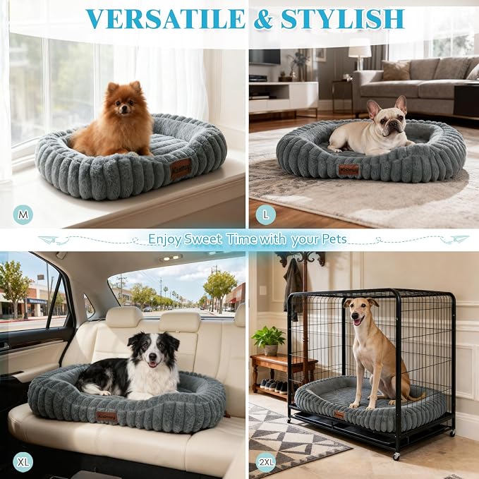 Orthopedic Dog Bed, Memory Foam Bolster Bed for Small Dogs | 25L x 21W x 4H, Bolster Sides Design, Washable Cover, Orthopedic Support Structure, Non-Slip Bottom, Small Dogs, Grey - Image 9