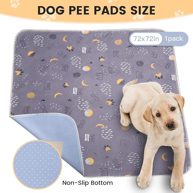 UPSKY Washable Pee Pads for Dogs 1 Pack 72” x 72” Reusable Puppy Pads Waterproof Pet Training Pads, Non-Slip Dog Mats Fast Absorbent Whelping Pads for Playpen, Potty, Crate, Bed - Image 2