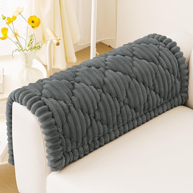 Smiry Couch Cover for Dogs Washable, Non Slip Fuzzy Pet Sofa Protector | Soft Thick Furniture Cover for Sofa, Loveseat and Sectional, Scratch & Pet Hair Resistant (Dark Grey, 27.6" x 27.6") by Smiry