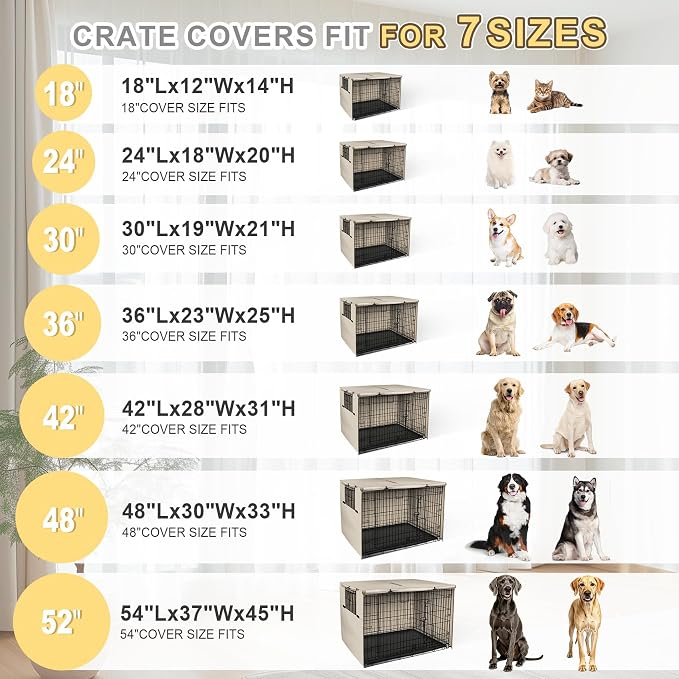 Explore Land 24 inches Dog Crate Cover Heavy Duty Polyester Pet Kennel Sunshade Universal Fit for Wire Cage (Light Tan) - Image 3