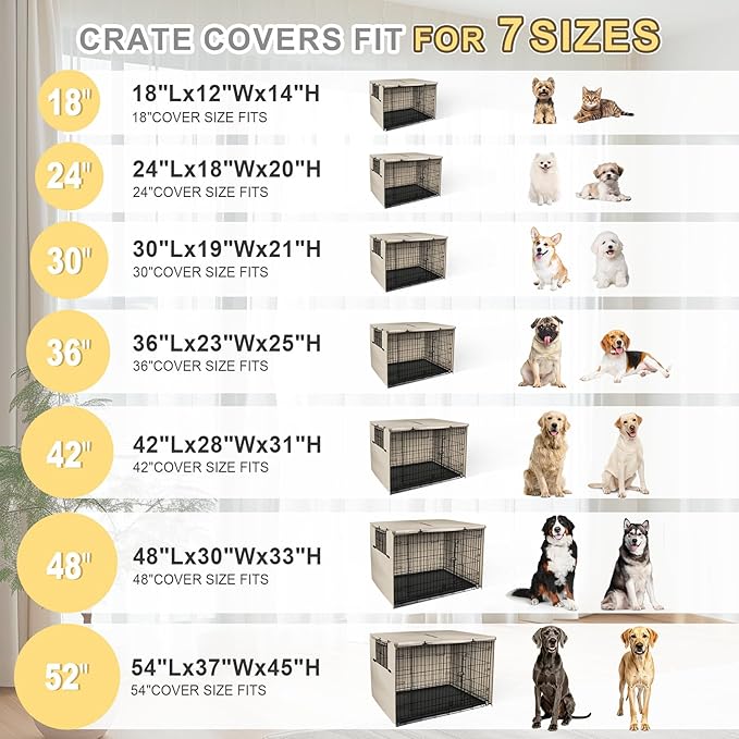 Explore Land 48 inches Dog Crate Cover Heavy Duty Polyester Pet Kennel Sunshade Universal Fit for Wire Cage (Light Tan) - Image 3