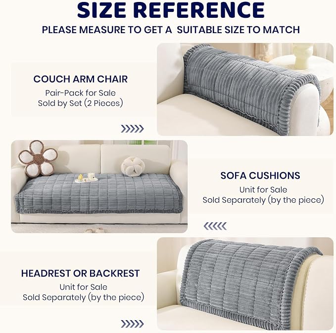Royhom Couch Cover for Dogs Washable，Non Slip Sofa Protector for Pets | Durable & Easy Care, Soft Furniture Cover for Leather & Fabric Couches Against Claws, Spills & Fur, 35.4x82.7 Inch, Blue-grey - Image 7