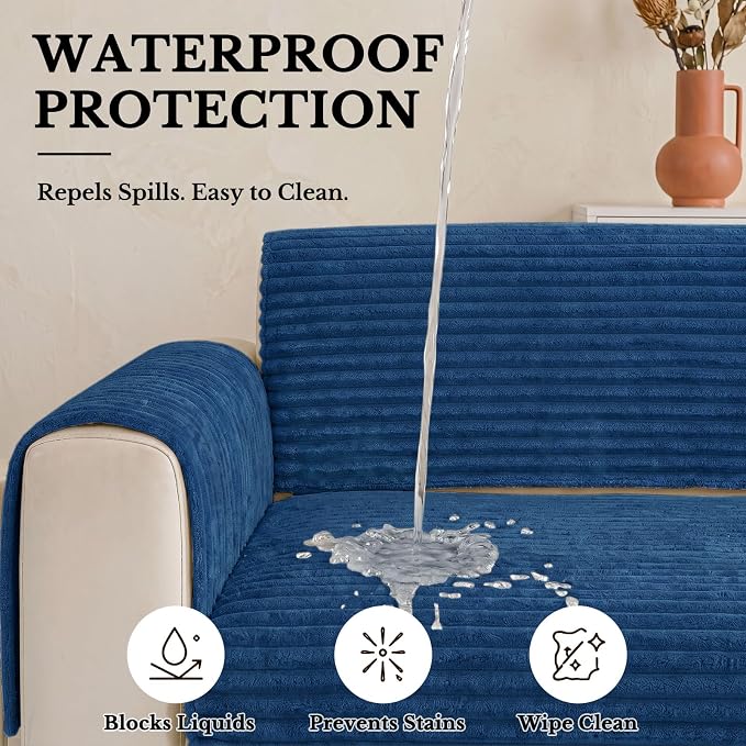 Smiry Waterproof Couch Cover for Dogs, Washable Non Slip Plush Protector | Waterproof Protection, Plush Flannel, Non Slip Backing, Pet Hair & Scratch Protection, Soft Cover (36" x 63") - Image 4