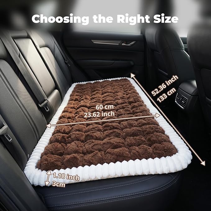 Avont Dog Bed for Car Back Seat, 2026 New Backseat Pet Bed Mat | 52.3"x23.6" Back Seat Pet Cover for Dogs Machine Washable Non-Slip Thick Plush Travel Mat for SUVs Trucks Camping - Brown - Image 4