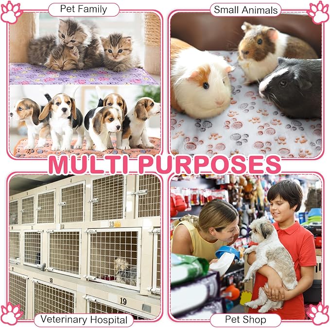 Newwiee 20 Pcs Waterproof Small Pet Fleece Blanket Bulk Washable Small Animal Cage Bedding Guinea Pig Puppy Dog Cat Pee Pad Liner Accessories(Assorted,12 x 12 Inch) - Image 5