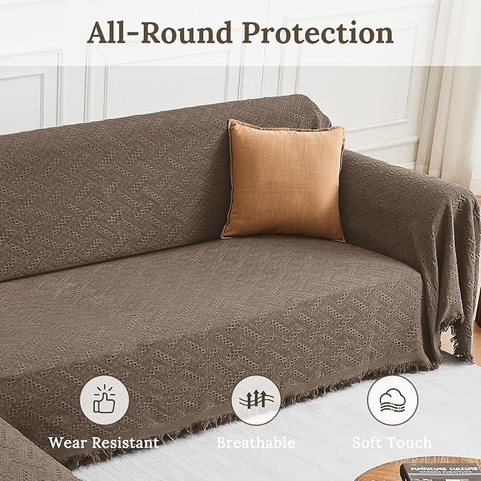 HOMERILLA 2 Piece Sectional Couch Cover for L Shape Sofa Taupe XXL | Washable Fabric, Anti-Pet Hair, Stain & Wear Resistant, Multiuse Sofa Blanket Protector, Pet Friendly Easy Installation - Image 3