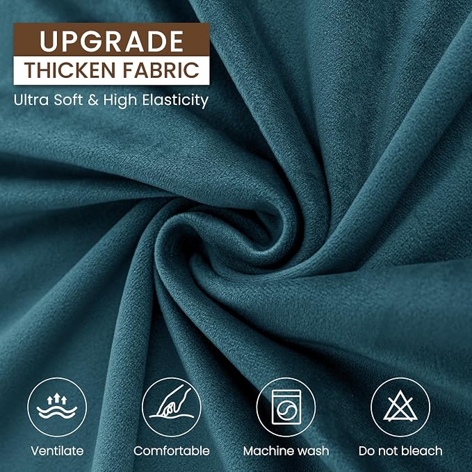 XINEAGE 3-Piece Velvet Loveseat Sofa Cover,Couch Cover for Dog,Peacock Blue | 2 Cushion Loveseat,Stretch Non-slip Elastic, Pet-friendly, Washable, Fast Setup, Soft Plush Fabric, Furniture Protector. - Image 5