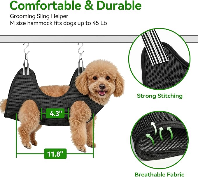 pickpiff Dog Grooming Table with Arm, 35.5" L×23.6" W x 30" H Foldable Heavy Duty Pet Grooming Station with Adjustable 33.5" Height Arm, Hammock & Nooses, Tray, Non-Slip Waterproof Tabletop - Image 4