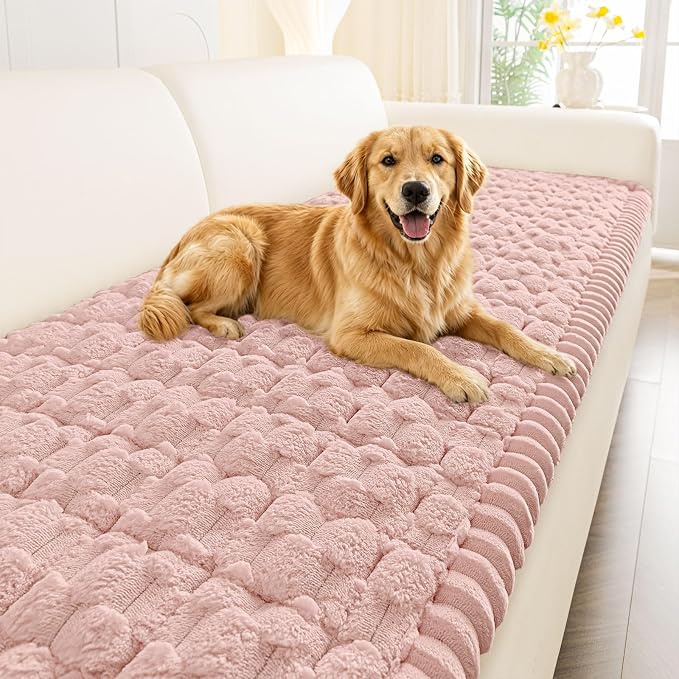 Smiry Non Slip Couch Covers for Dogs, Scratch Resistant Pet Sofa Protector | Machine Washable Soft Fuzzy Thick Furniture Cover for Sofa Loveseat Sectional Large Dogs, Dusty Rose, 27.6" x 47" by Smiry