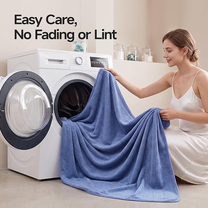 ecolook Microfiber Large Bath Towel Set of 6, Soft & Highly Absorbent, Blue | 2 Oversized Bath Towels (35"x70"), 2 Hand & 2 Washcloths | Quick Dry, Low Lint Towels for Bathroom, Spa, Gym, Hotel & Travel - Image 9