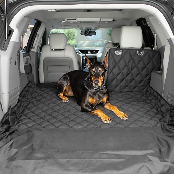 4Knines Split Cargo Liner for SUV – for Dogs & Pets, Heavy-Duty, Waterproof Trunk Mat & Cargo Cover – Fits 60/40 Split Bench & Armrest Pass-Through – Machine Washable, Non-Slip (Extra Large, Black) by 4Knines