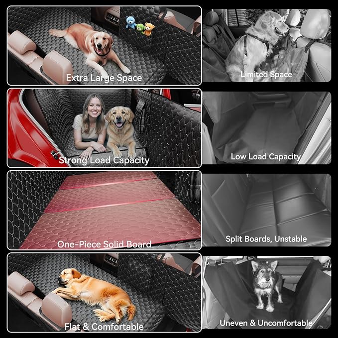DIAMOOKY Hard Bottom Dog Car Seat Cover for Cars SUVs & Small Trucks | One-Piece Hard Bottom, 420-LB Capacity, Waterproof, Door & Headrest Protector, Pet Bed Dog Hammock, Not for 3-Row Seats - Image 7
