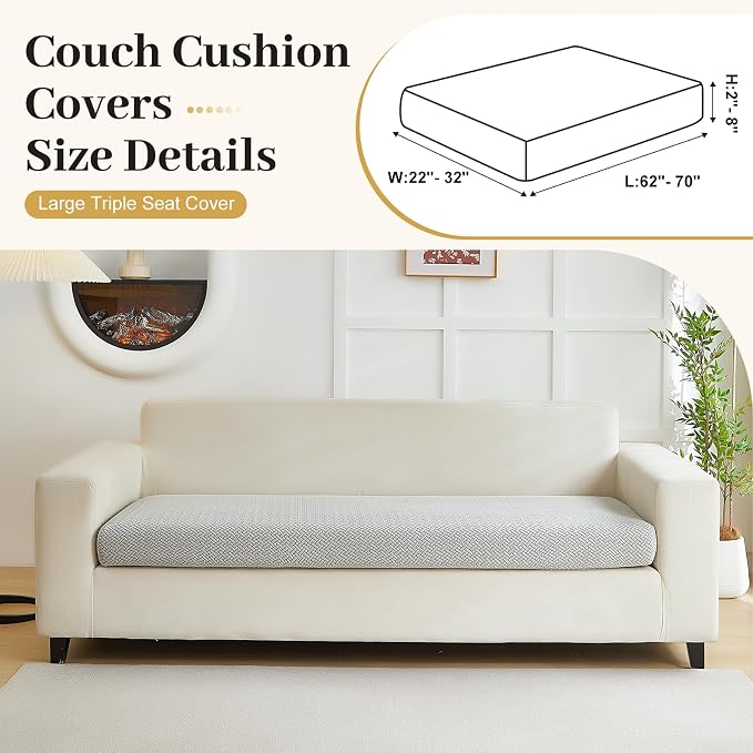 Couch Cushion Covers & Couch Cover for Sectional Sofas, Reversible Non-Slip Sofa Slipcovers, Washable Pet Proof Home Decor Protector (Orgen, Large Triple Seat Cover) - Image 2