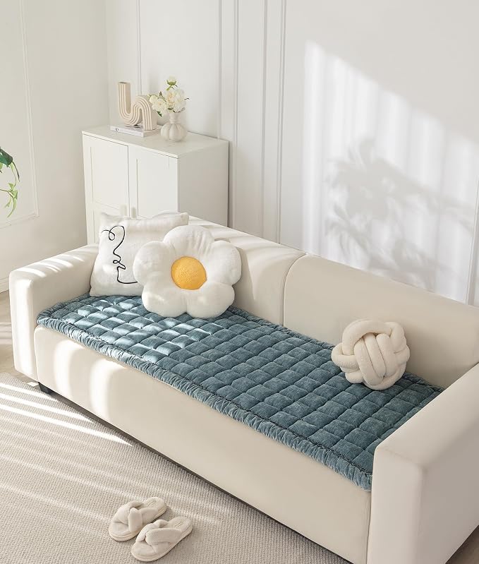 Chenille Couch Cover for Dogs, Quilted Non-Slip Sofa Protector Pad | Soft chenille fabric, PP cotton filling, anti-slip backing, machine washable, for dogs, cats, loveseats and sectional sofas - Image 7