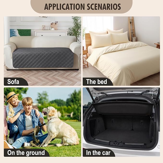 Genina Waterproof Couch Cover,Washable Anti-Slip 78inch Sofa Covers with 3 Cushions,Sectional Couch Covers for Pets Friendly, Sofa Slipcovers for Dogs Cats(78inch/Dark Grey) - Image 6