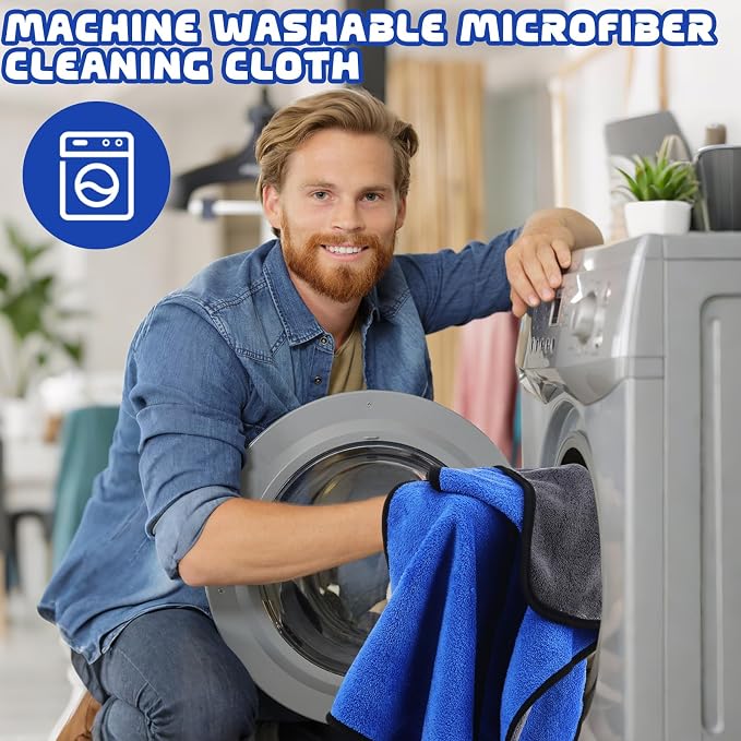 Tallew 50 Pcs Microfiber Towels:16"x16" Microfiber Drying Towels Bulk Micro Fiber Car Cleaning Cloth for Cars Drying Washing Polishing Office Windows Cleaning Household Supplies (Blue,Gray) - Image 6