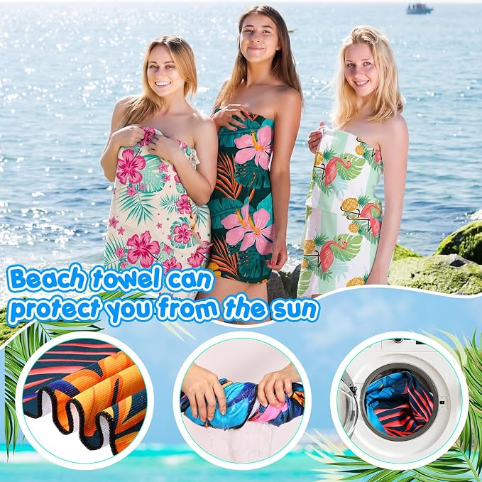 FuWeave 20 Pack Microfiber Beach Towel 28 x 55 Inch Oversized Large Quick Dry Thin Beach Towels for Pool Camping, Sand Free Lightweight Blanket for Women Adults Travel Swimming Sport (Vivid Style) - Image 3