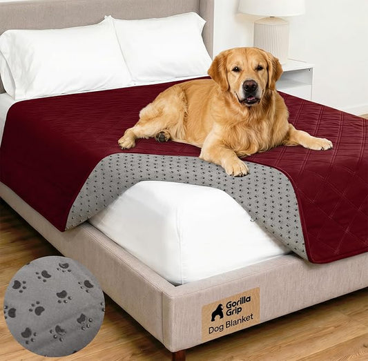 GORILLA GRIP® Waterproof Dog Blanket, 82x68, Leakproof Couch Cover for Dogs, Silicone Grip Backing, Protects Sofa, Sectional, Bed, Crate, Car & RV, Tear-Resistant Washable Senior Pet Blanket, Burgandy by Unknown