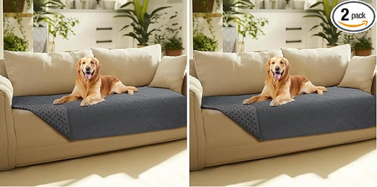 Luciphia 100% Waterproof Couch Cover Blanket for Dogs Anti-Slip Pet Couch Protector Sofa Mat Puppy Cat with Non-Slip Bottom, Grey, 30x70 Inch (Pack of 2) by luciphia