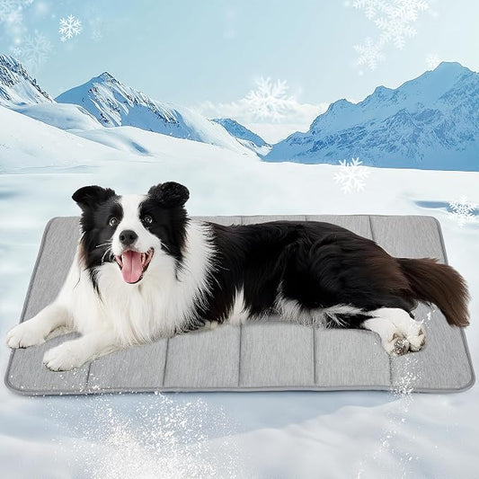 Dog Cooling Mat for Large Dogs – 35"x23" Orthopedic Memory Foam Pad for Summer, Hot Weather & Joint Relief | Washable, Non-Slip Crate Mat for Senior Dogs, Travel & Home (Grey) by ZAKAPAWS