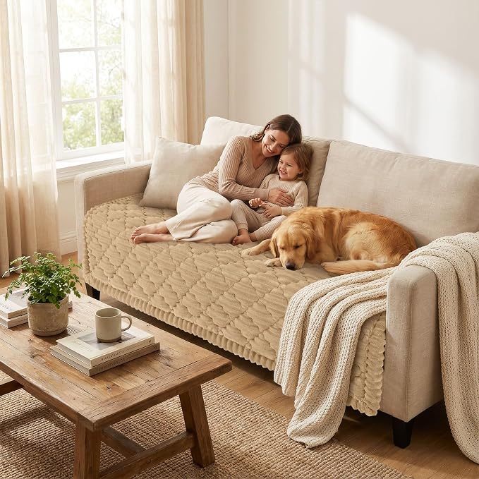 Smiry Couch Cover for Dogs Washable, Non Slip Fuzzy Pet Sofa Protector | Soft Thick Furniture Cover for Sofa, Loveseat and Sectional, Scratch & Pet Hair Resistant (Camel, 43" x 63") - Image 2