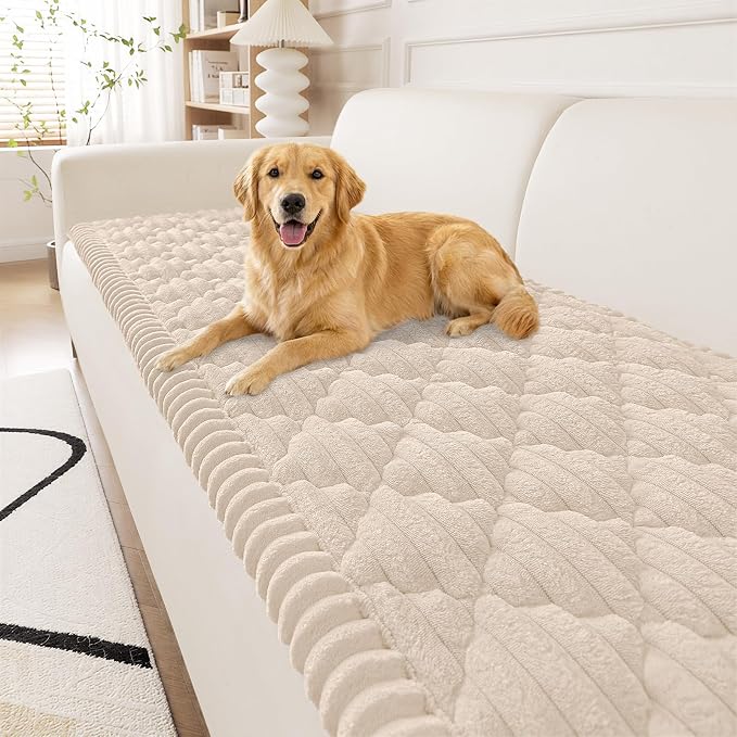 Smiry Couch Cover for Dogs Washable, Non Slip Fuzzy Pet Sofa Protector | Soft Thick Furniture Cover for Sofa, Loveseat and Sectional, Scratch & Pet Hair Resistant (Apricot, 27.6" x 70.9") by Smiry