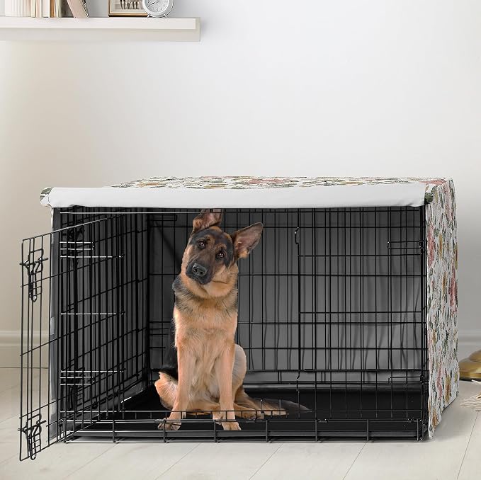 Sweet Jojo Designs 48in. Large Dog Crate Cover (Boho Vintage Floral) for Girls Pet Cage, Kennel Covers (Bohemian, Shabby Chic, Rose, Flower, Elegant, Wildflower, Farmhouse, Blush Pink, Yellow, Green) - Image 2