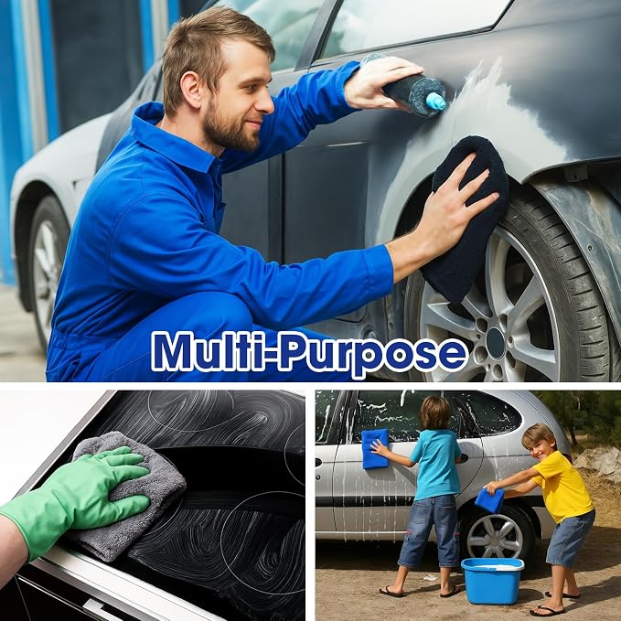 Shimeyao 30 Pcs16 x 16 Inch Edgeless Microfiber Plush Towels for Cars Detailing Drying Wash Polishing Absorbent Cleaning Cloths, 500 GSM (Navy Blue, Gray, Black) - Image 6