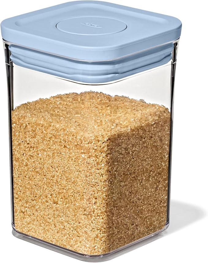 OXO Good Grips 3-Piece POP Container Set with Mini Scoops — Sky Blue, 1.1 Qt/1 L Capacity, Airtight Pop-Up Container with Push-Button Seal, Kitchen Storage Canisters for Cereal and Snacks - Image 8