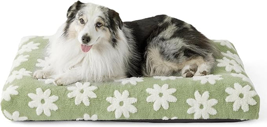 LE SURE Cute Aesthetic XL Dog Bed for Crate,Jacquard Thick Pet Pillow44x32 | Shredded Chopped Foam,Modern Plush Crate Cushion Gift for Extra Large Dog, Waterproof Washable Cover, Anti Slip Bottom, Green by Lesure