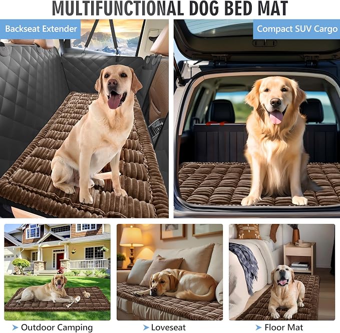 Dog Bed for Car Back Seat, Non-Slip Backseat Pet Mat Standard, 51''X23.5'' | Soft Blanket for Travel, Plaid Flannel, Quilted PP Cotton Filling, Non-Slip Backing, Machine Washable, Fit Backseat Extenders - Image 7
