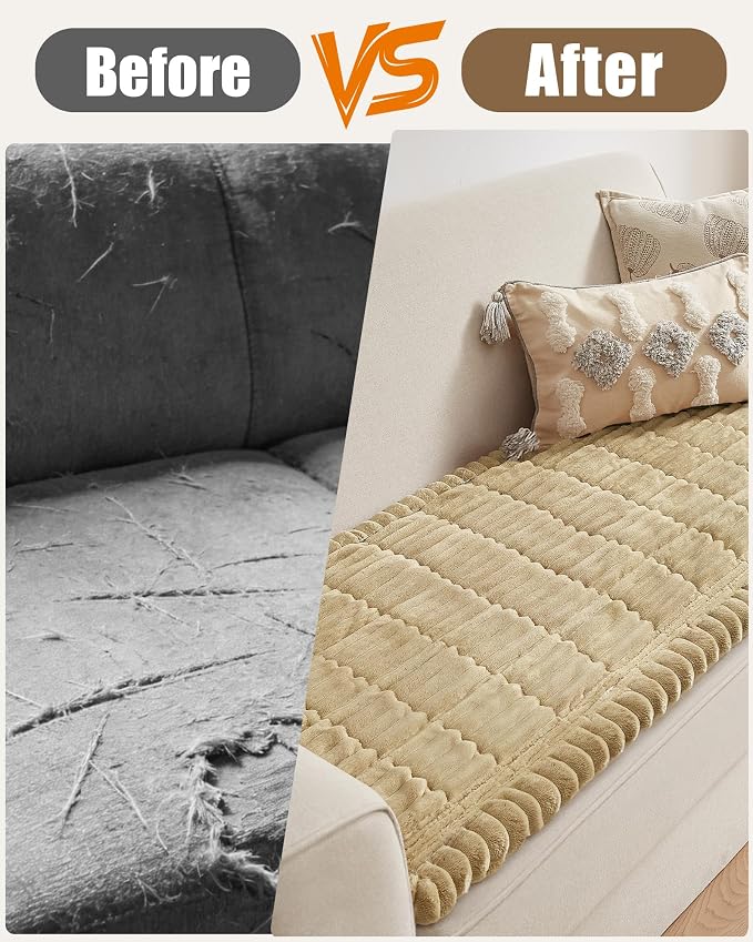 Couch Cover for Dogs Cats, Non Slip Washable Pet Sofa Protector, Plush | Polyester plush, non-slip silicone, machine washable, sofa sectional loveseat recliner, fur scratches muddy paws protection - Image 5