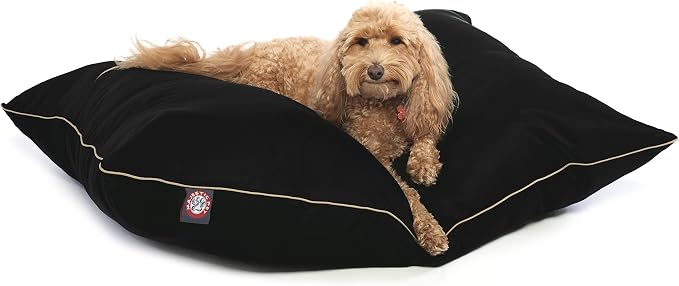Majestic Pet Rectangle Medium Dog Bed Washable – Non Slip Comfy Pet Bed – Dog Crate Bed Super Value Pillow Dog Bed – Dog Kennel Bed for Sleeping - Dog Bed Medium Breed 35 x 28 Inch – Solid Black by MajesticPet