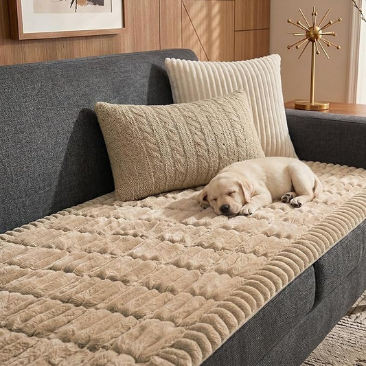 Fixwal Waterproof Flannel Dog Couch Cover, 27.6" x 82.7", Coffee | Integrated TPU Barrier, Non-Slip Backing, Machine Washable, Pet Friendly, Easy Clean Pet Hair, Soft Sofa Cushion Protector by Fixwal