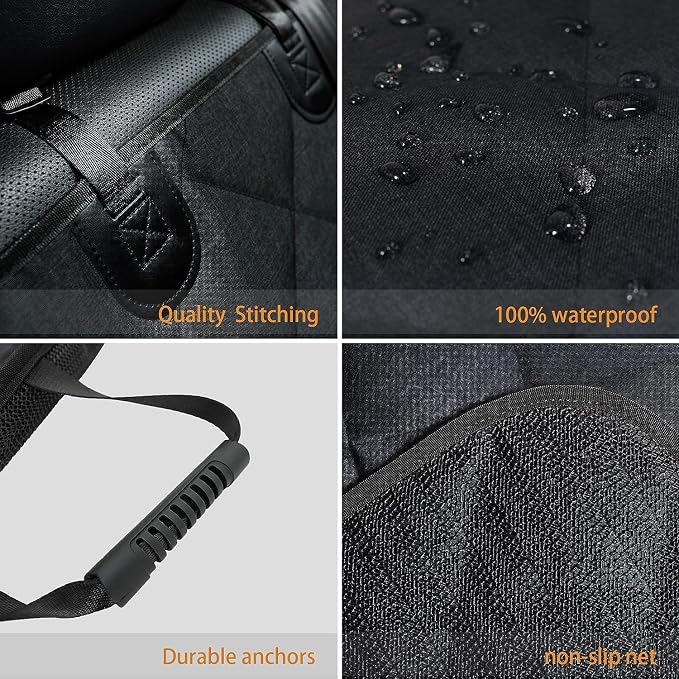 Bench Dog Car Seat Cover 100% Waterproof Heavy-Duty Nonslip Pet Car Seat Cover Protector for Fur & Mud Washable Backseat Dog Cover for Cars Armrest Compatible (Black EDG) (g3) - Image 3