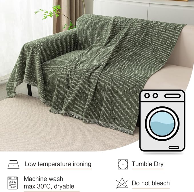 MYSKY HOME Couch Covers for 3 Cushion Couch Sofa, Sectional Couch Cover L Shape Chenille Couch Cushion Covers for Pets, Furniture Protector Cover for Dogs, Kids, 91"X150", Moss Green - Image 6