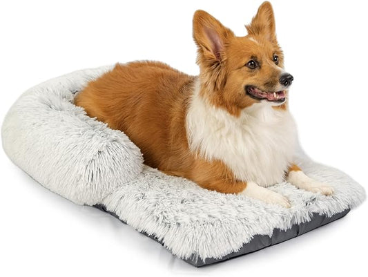 Best Friends by Sheri Nap Mat Dog Bed with Bolster - Washable Crate Pad, Removable Cover, Frost, Medium, 30x17 by BestFriendsbySheri