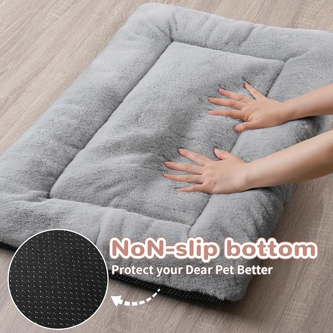 Dog Crate Pad 48 Inch, Washable Plush Kennel Mat for XXL Dogs, Anti-Slip Cushioned Pad for Wire and Metal Crates, Indoor, Travel and Training Use, Grey - Image 3