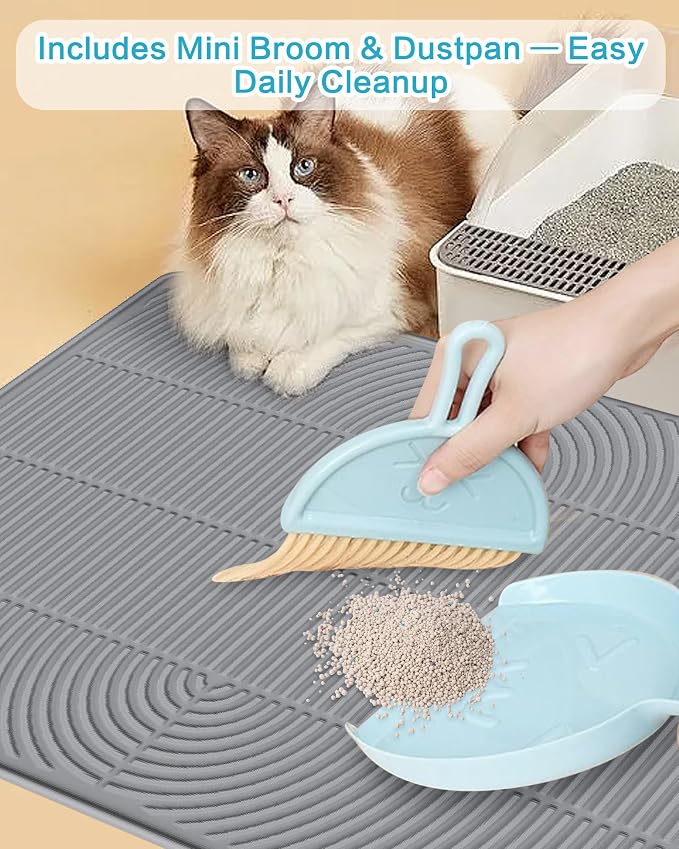 Silicone Cat Litter Mat XL, 47'' x 35'', Extra Large Waterproof Trapping Mat for Litter Box, Easy Clean & Non-Slip - Image 6