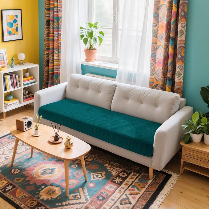 Hokway Couch Cushion Covers Stretch Cushion Covers Sofa Seat Cushion Slipcover Cushion Protector(Teal, Medium) - Image 2
