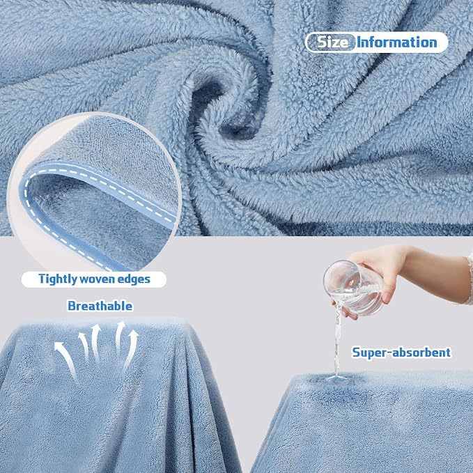 Mixweer 4 Pcs Oversized Bath Towels, 40 x 80 Inch Giant Microfiber Jumbo Bath Sheets Soft Bathroom Microfiber Quick Dry Absorbent Shower Towels for Spa Camping Beach(Haze Blue) - Image 5