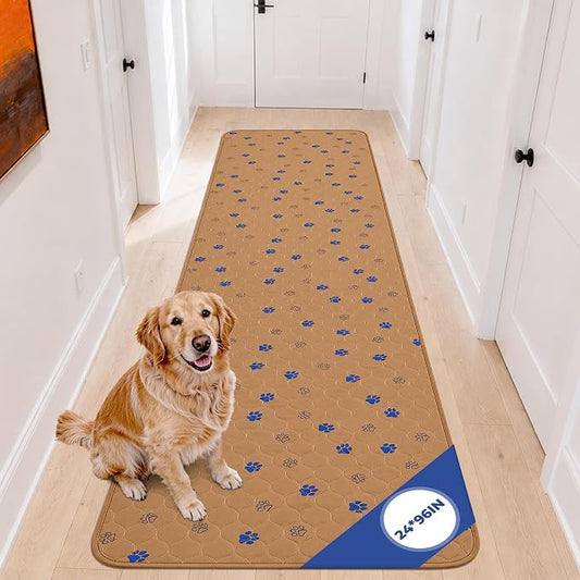 Fostanfly Washable Dog Pee Pads, 1 Pack 24''x96''(2x8ft) Runner Rug, Brown | Reusable Potty Training Pads for Dogs, Waterproof, for Playpen, Crates & Furniture by HOME