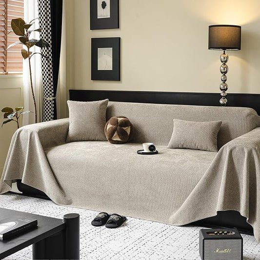 ROOMLIFE Non Slip Waterproof Couch Cover Sofa Covers for 3 Cushion Couch Washable, Furniture Protector Sofa Couch Cover for Dogs, Soft Sofa Slipcover, Couch Throw Blankets (Light Brown 71''X150'') by ROOMLIFE